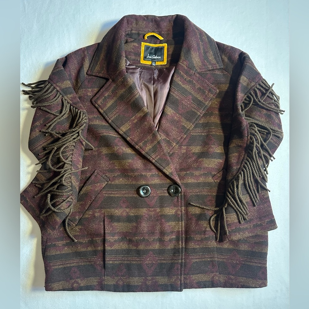 Sam Edelman Western Fringe Blazer Jacket Oversized Womens Medium Southwestern